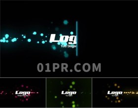 Pr飞行辉光Logo模板 抽象数字霓虹粒子标志演绎 Pr素材Logo